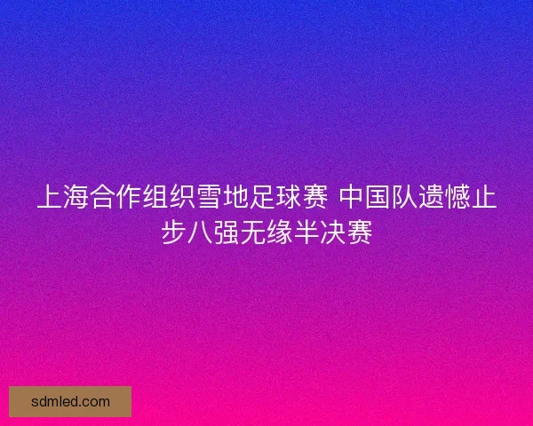 上海合作组织雪地足球赛 中国队遗憾止步八强无缘半决赛
