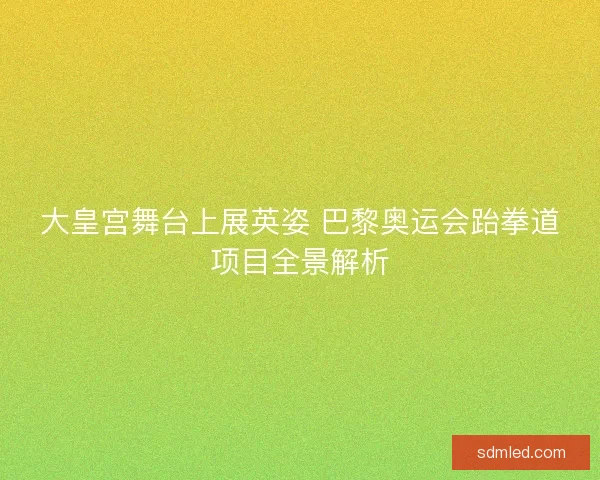 大皇宫舞台上展英姿 巴黎奥运会跆拳道项目全景解析