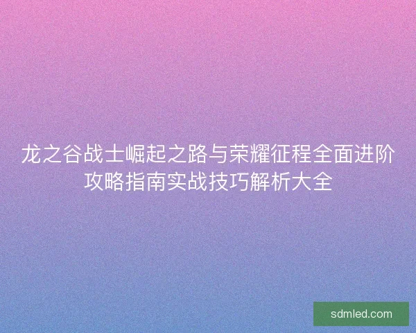 龙之谷战士崛起之路与荣耀征程全面进阶攻略指南实战技巧解析大全