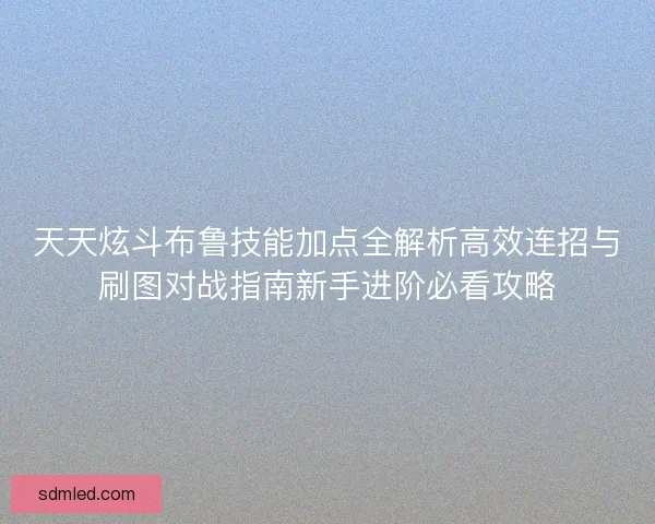天天炫斗布鲁技能加点全解析高效连招与刷图对战指南新手进阶必看攻略